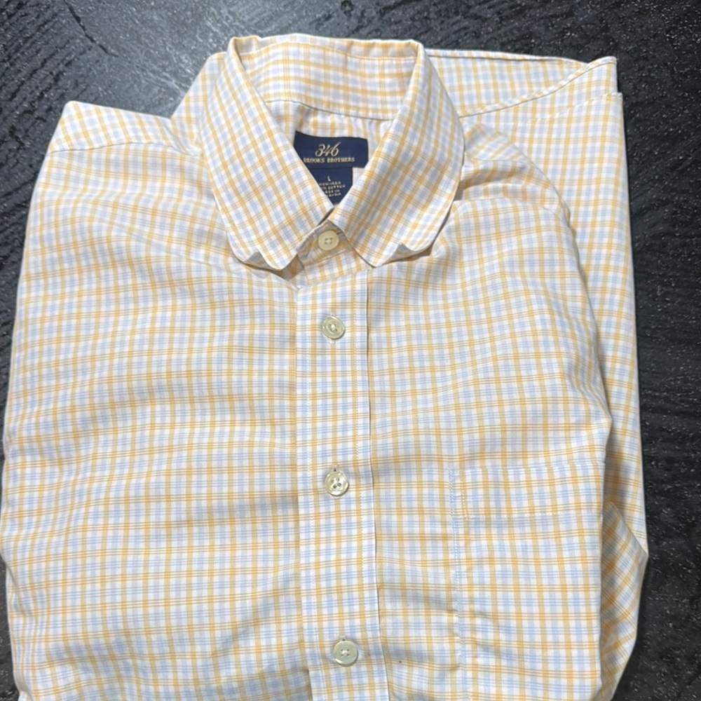 Brooks Brothers Yellow and White Checkered Shirt